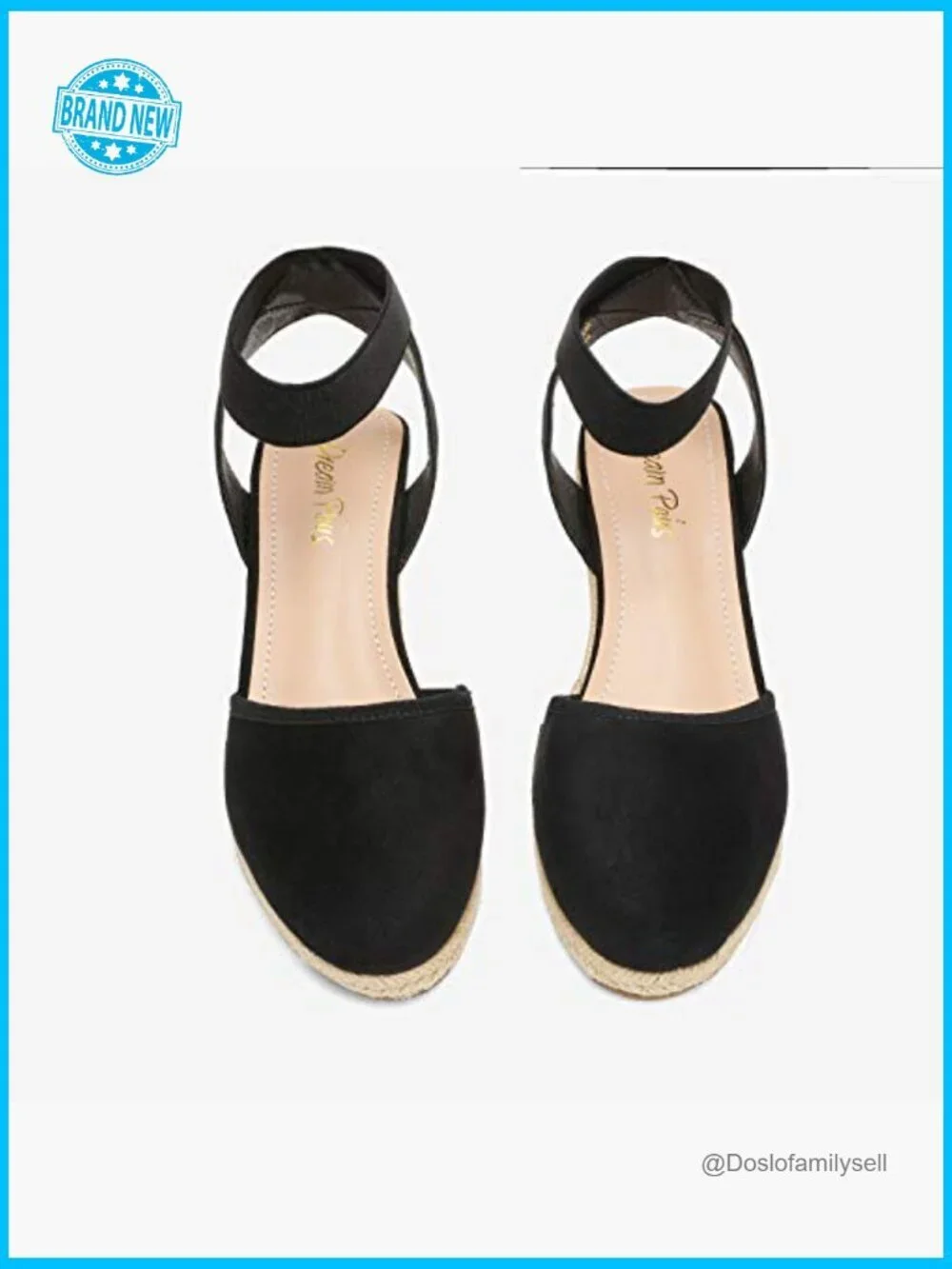 Wedge Sandals Elastic Ankle Strap Espadrilles Summer Closed Toe Comfortable